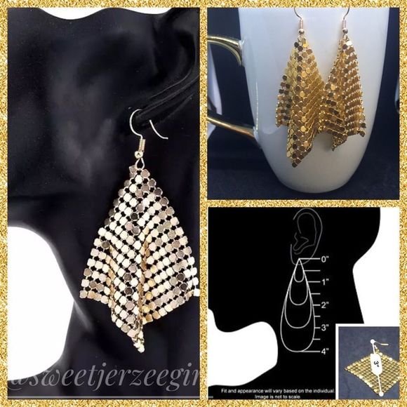 Jewelry Golden Glimmer Gold Sequin Napkin Drop Earrings Poshmark